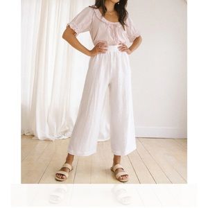 Aura linen pants in sea salt
